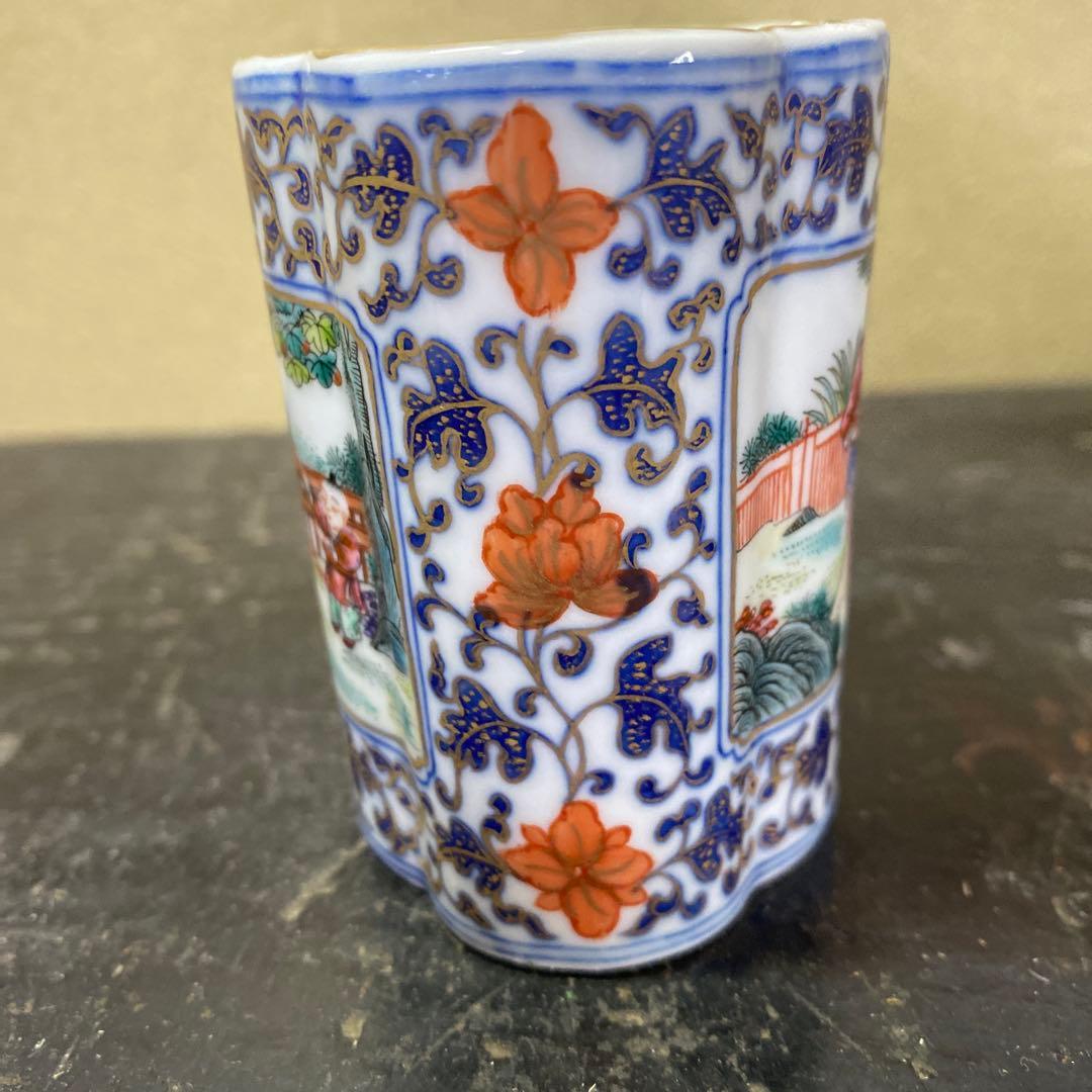 中国古玩粉彩唐人物色絵香炉【桐箱付】