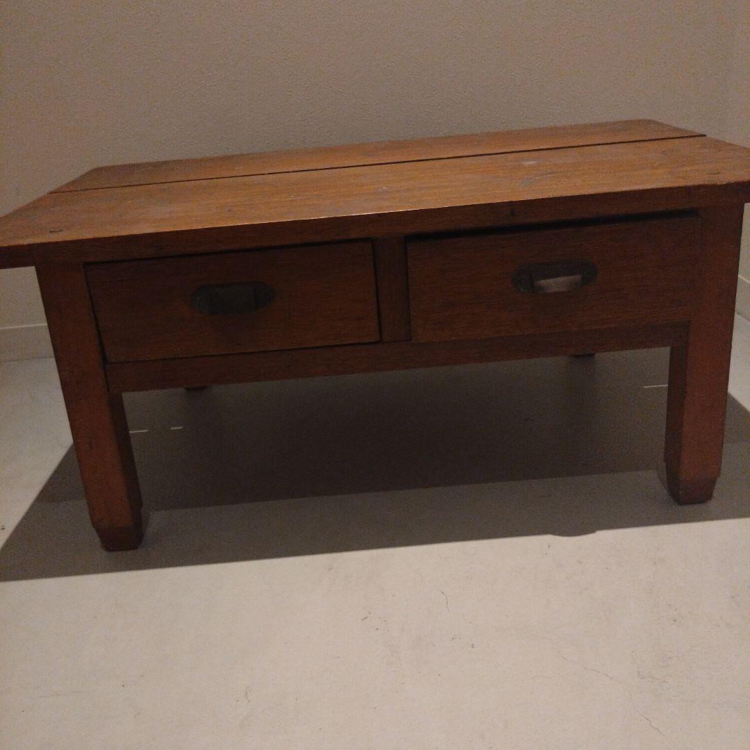 Mt4 木製座卓 2引き出し付き 昭和レトロ アンティーク 古民家 文机