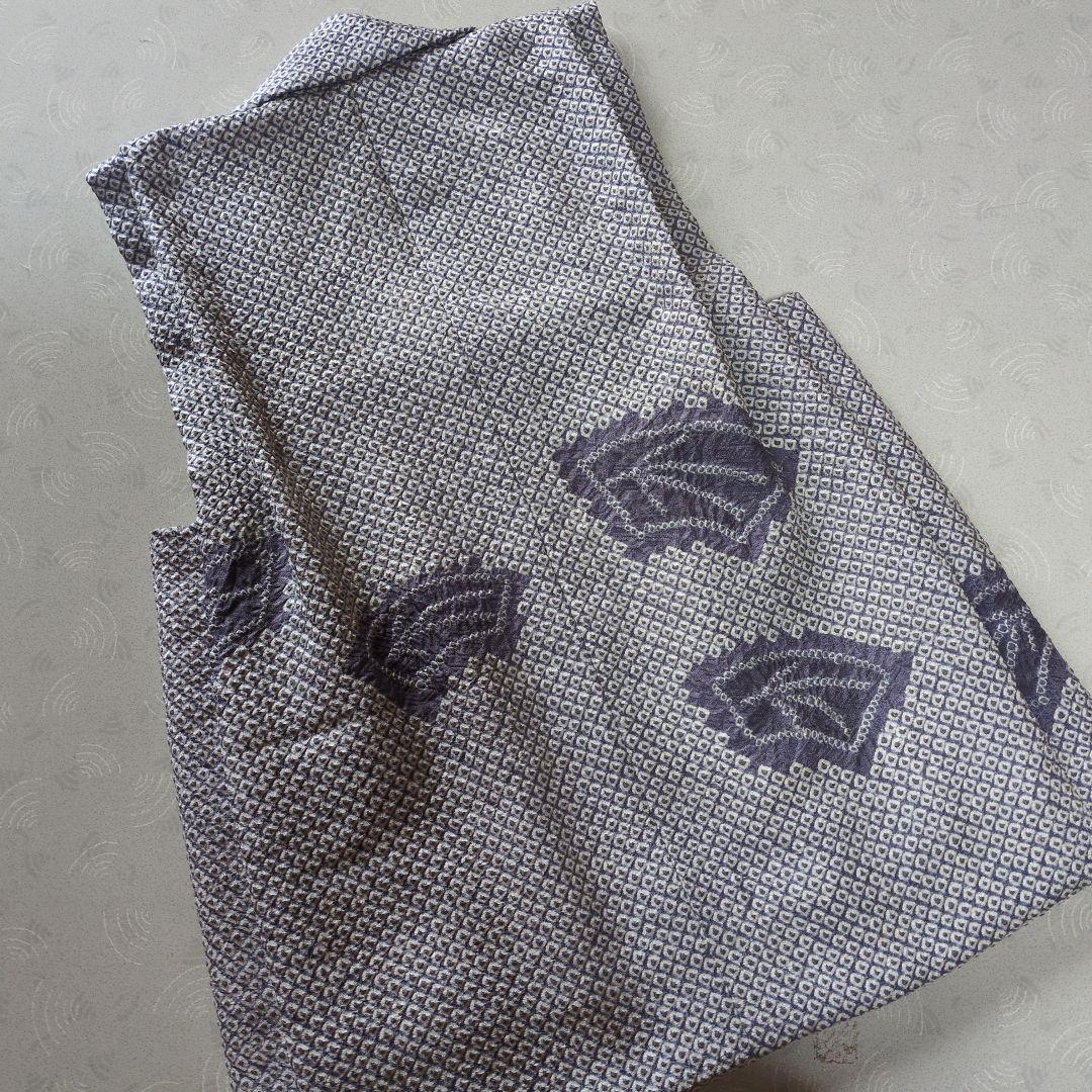 七五三３歳正絹総絞り柄入りの被布（中綿無し）薄グレー