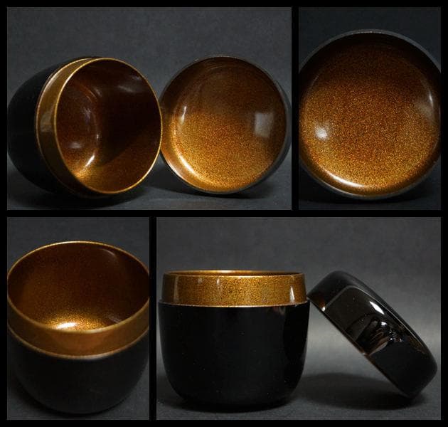 四代 川端近左作 黒大棗 内梨地 木製棗 在銘 共箱 茶道