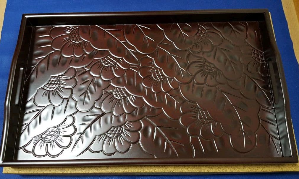 未使用　激美品　うるし　お盆　天然木漆器　紀州漆器　伝統工芸品　５０ｃｍ