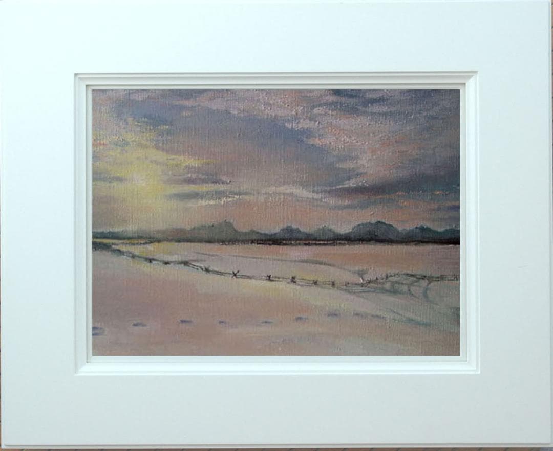 油絵 菅家令子 絵 絵画 インテリア 額付(白) F6-030707 雪 朝夕陽