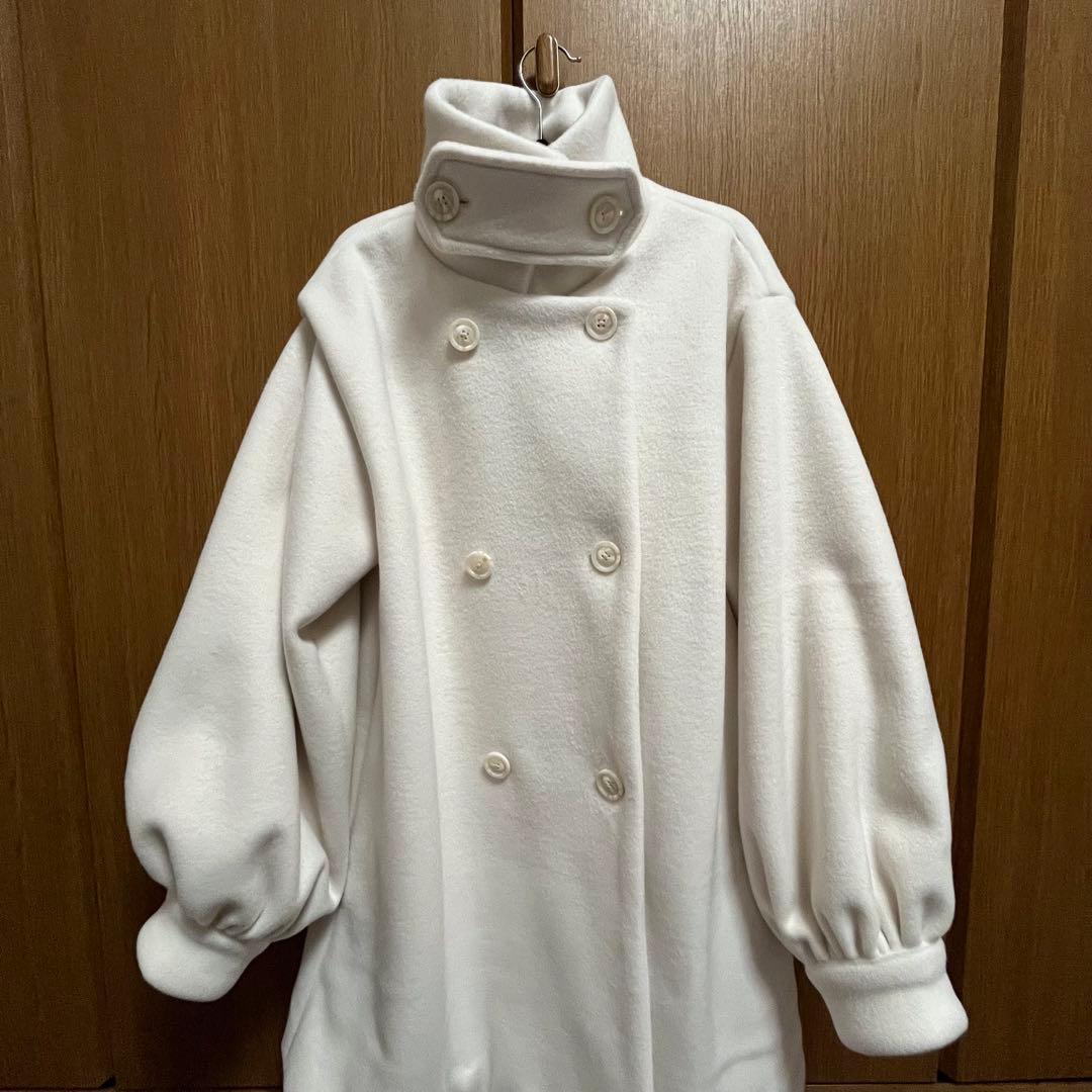 ジャケット・アウター muguet stand collar midi coat ivory