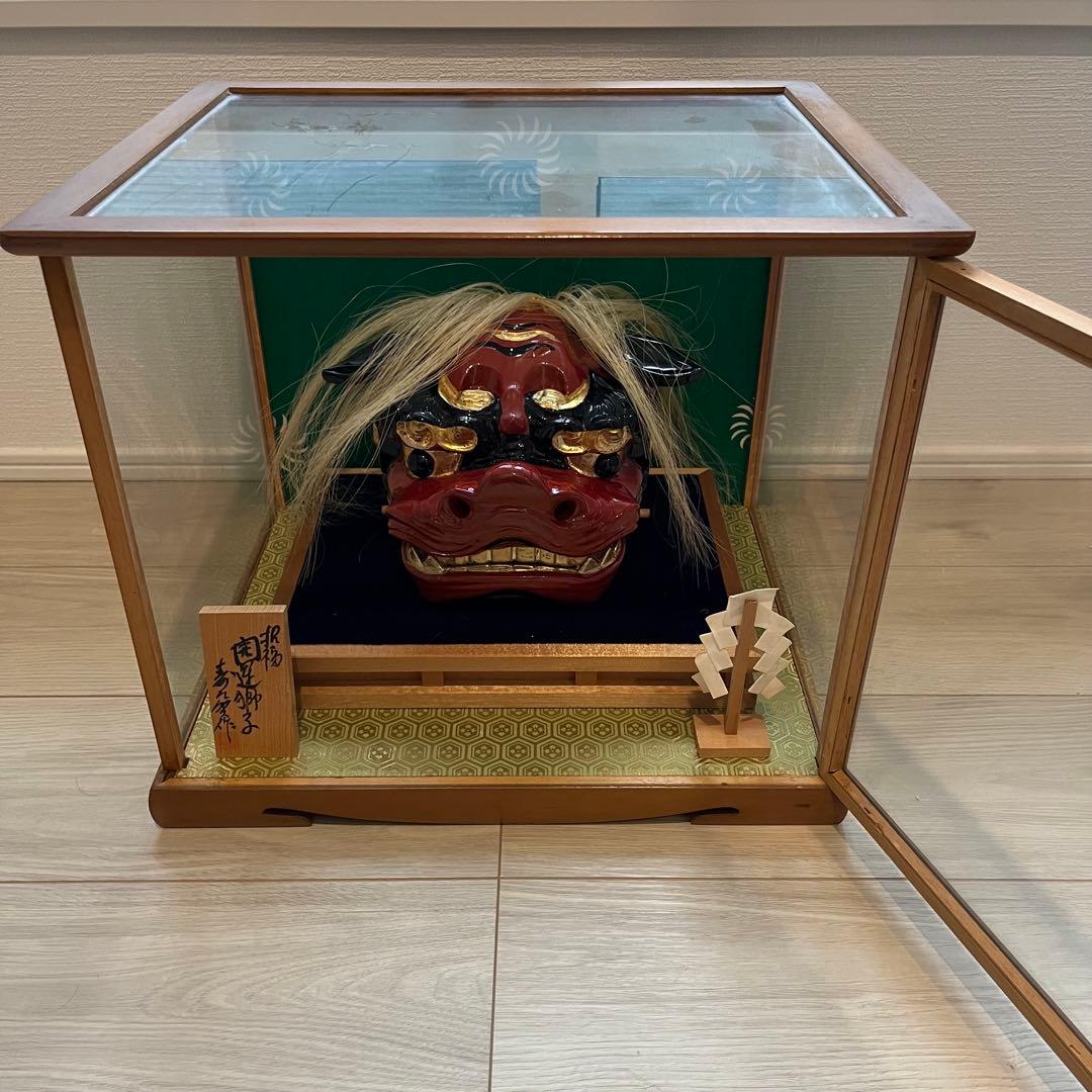.獅子舞　獅子頭　木彫　魔除け　祭　置物　古美術　神楽 木製 木彫 正月