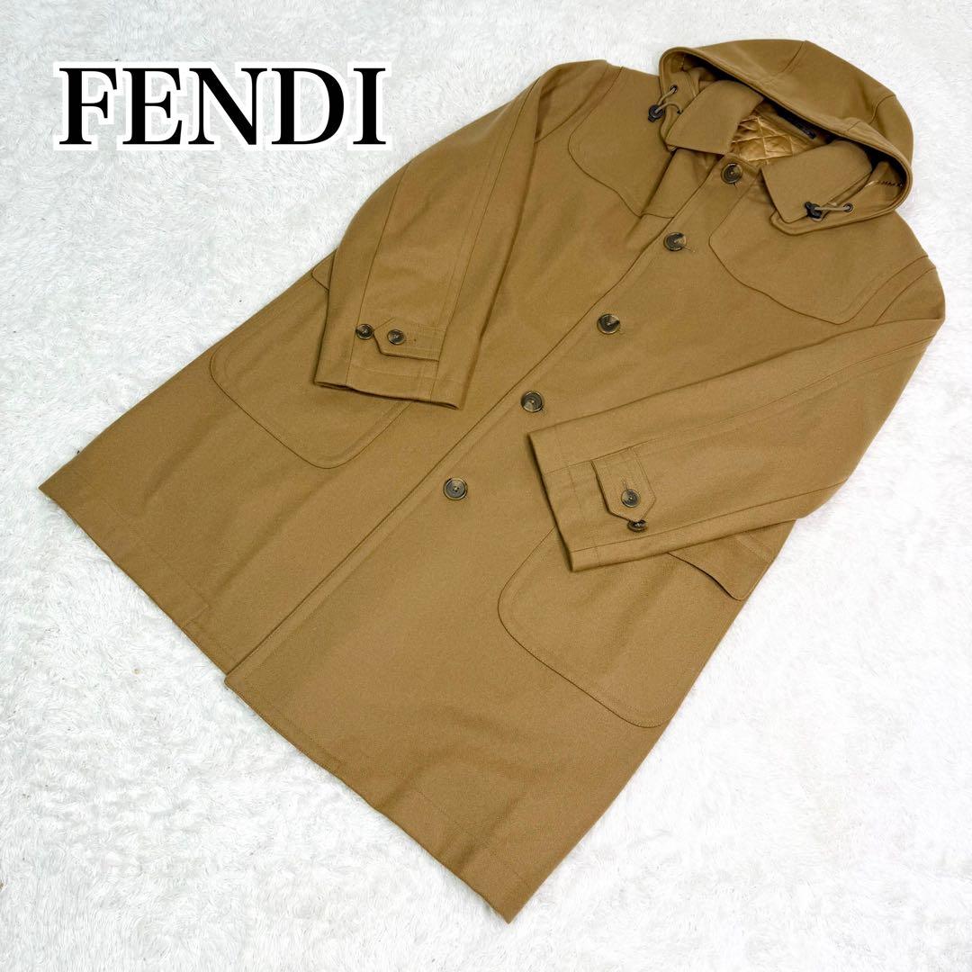 FENDI ロングコート 大きいサイズ XL 取り外しフード付き ウール