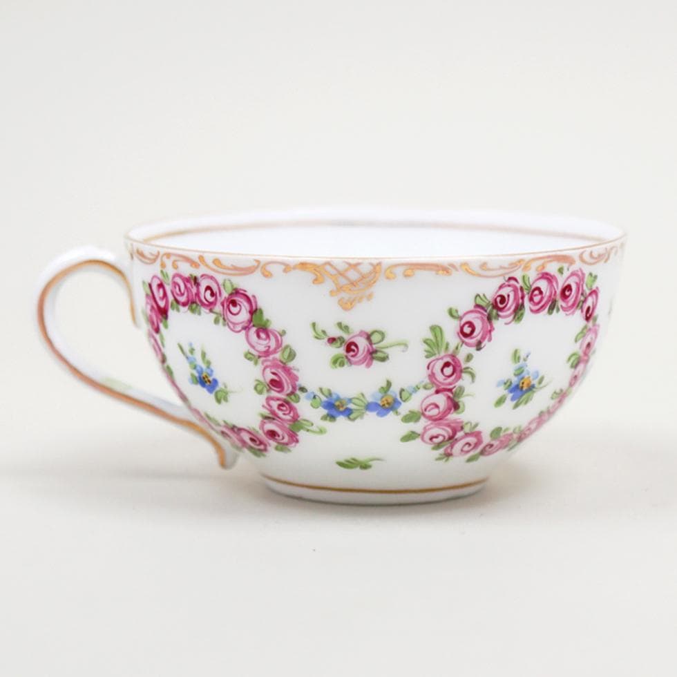 DRESDEN PORCELAIN 手描き 薔薇 トリオ カップ ソーサー 皿