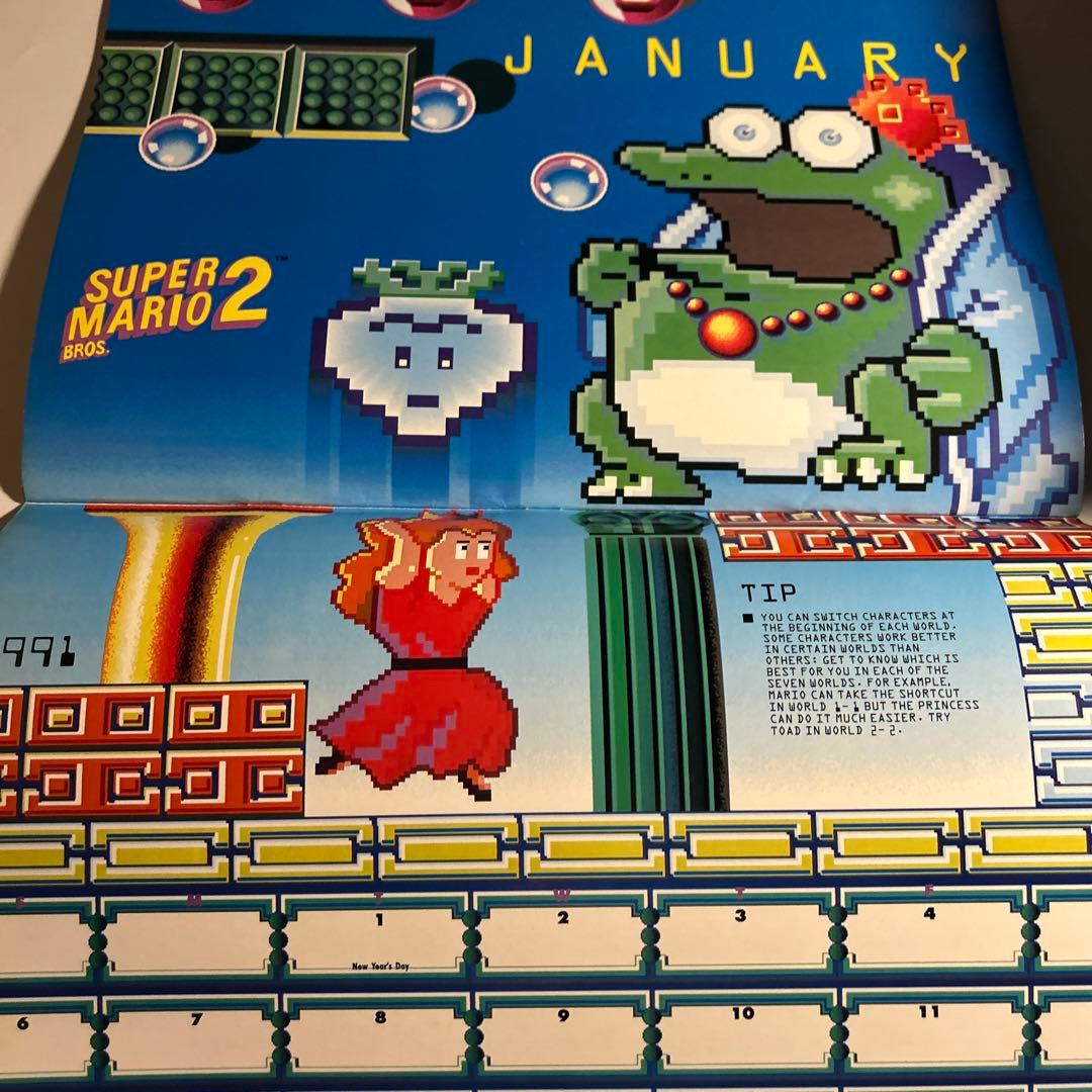 「任天堂1990カレンダー」スーパーマリオ　ゼルダの伝説　メトロイドパルテナの鏡