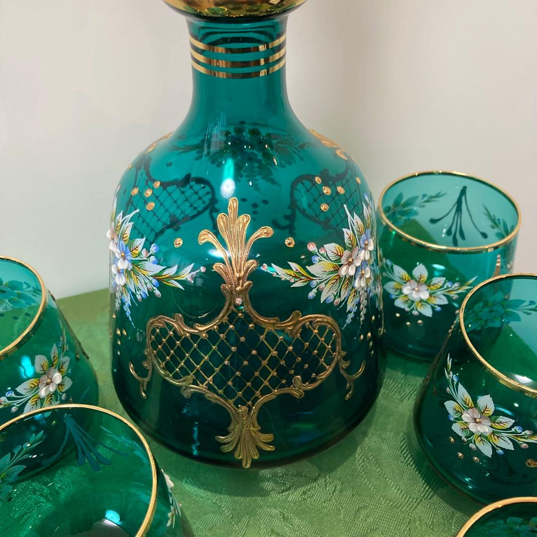 ベネチアンガラス デカンタとグラスセット