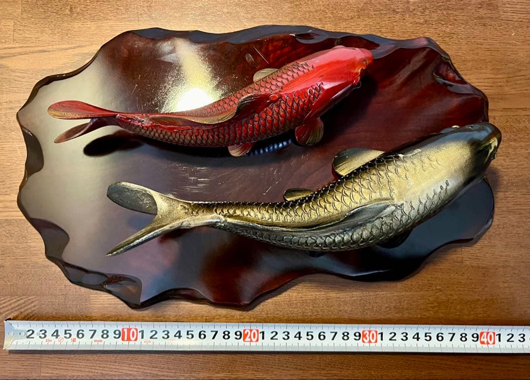 大双鯉　高級美術工芸品　置物