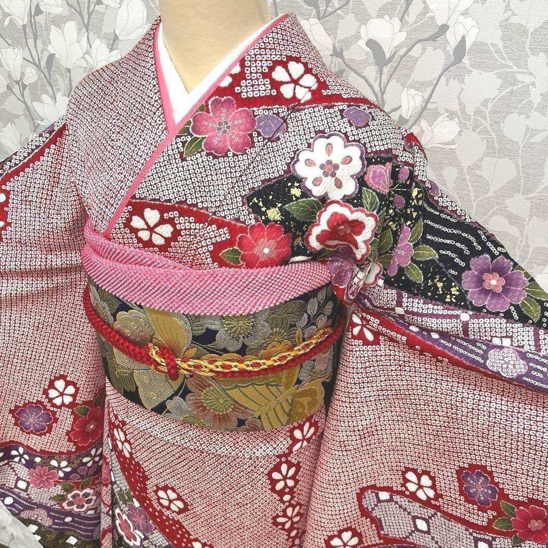 正絹 振袖 長襦袢セット古典柄熨斗模様トールサイズ