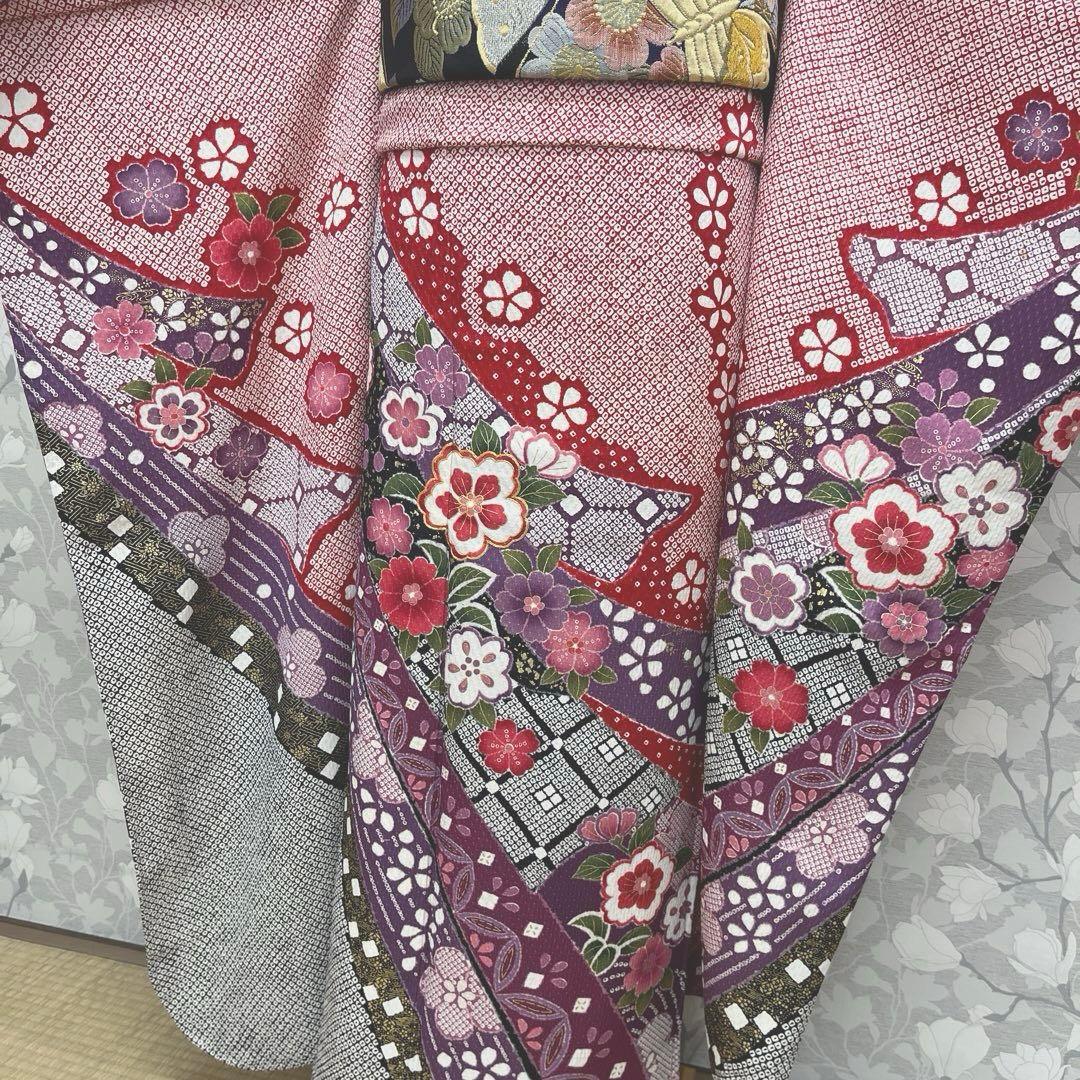 正絹 振袖 長襦袢セット古典柄熨斗模様トールサイズ