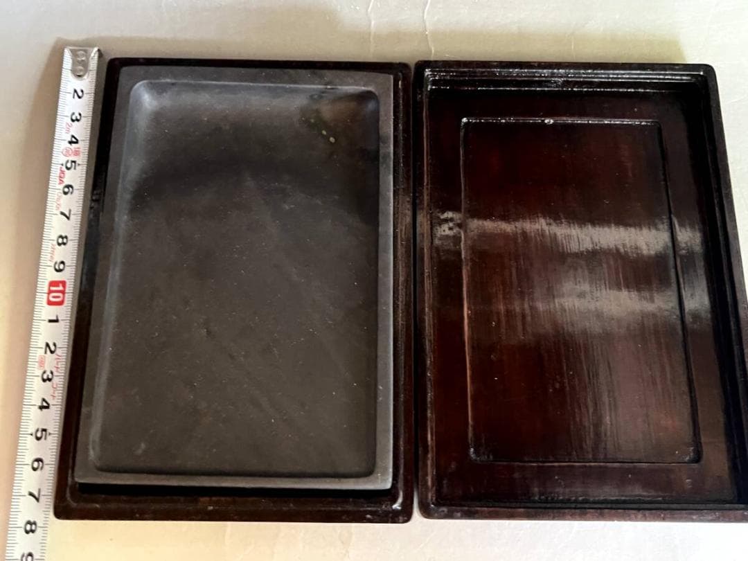 硯■唐木箱入り 長方形 書道道具 古道具 古美術 時代物 骨董品■