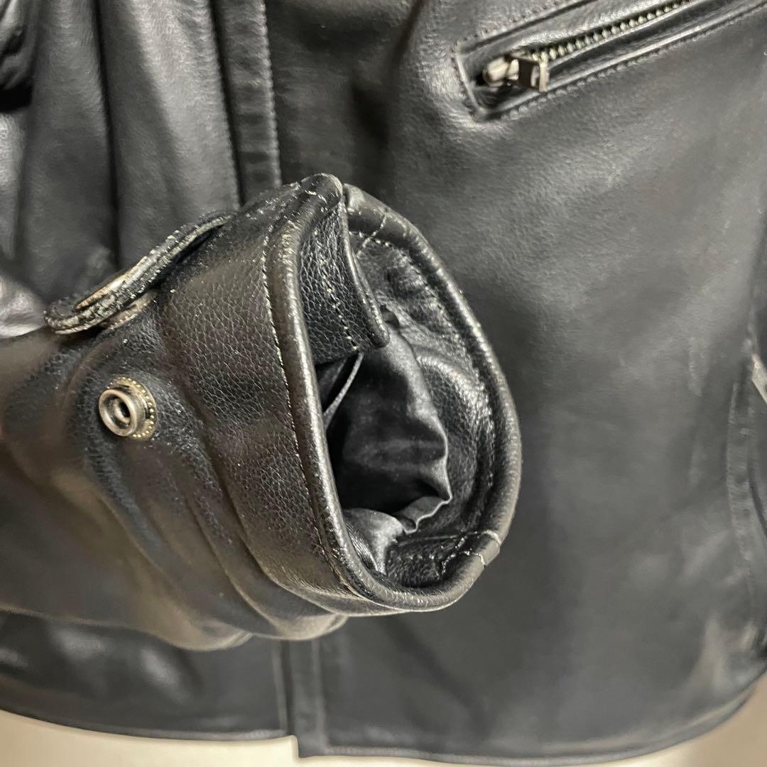 KUSHITANI ブラック レザーライダースジャケット　本革　黒　BLACK