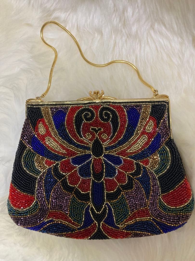 皇室御用達　はしもと　総ビーズバッグ　クラッチバッグ