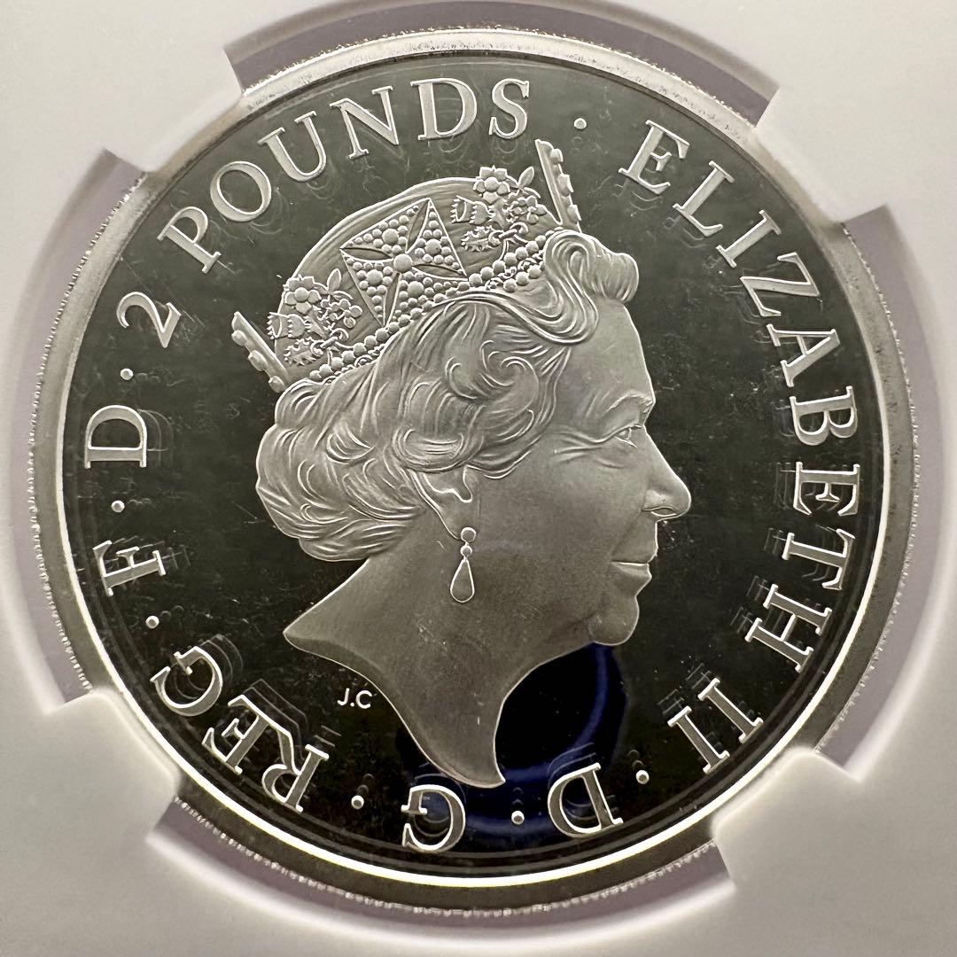 最高鑑定 2017 イギリス ブリタニア 20周年記念 2ポンド 1オンス 銀貨