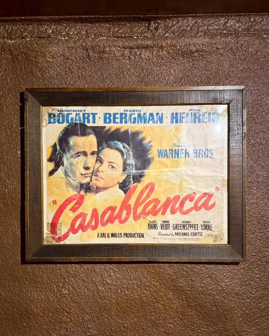 1940 Wood Frame Vintage Poster カサブランカ