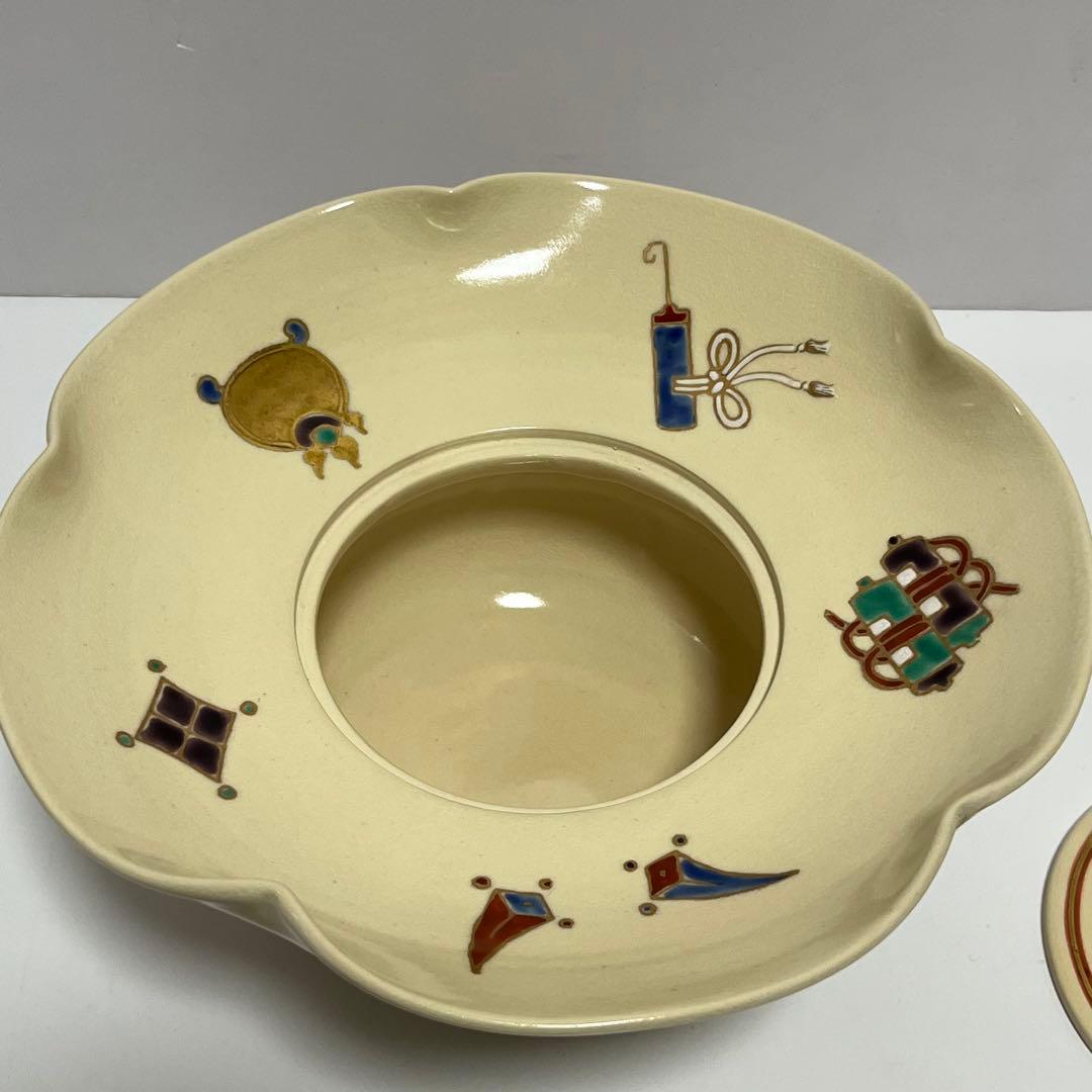 水指 橋本城岳作 色絵宝文 砂金袋水指 共箱 茶道具