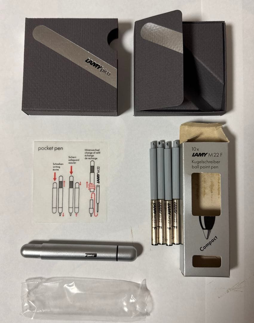 新品未使用 ラミー LAMY pico ボールペン マットクローム　替芯4本付