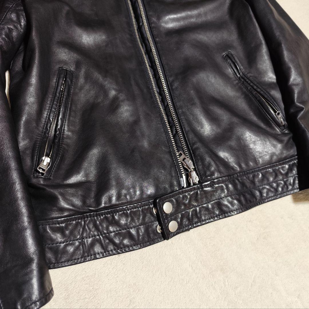 美品【 SHIPS 】 ✦ シップス ラム レザー ライダース ジャケット 黒
