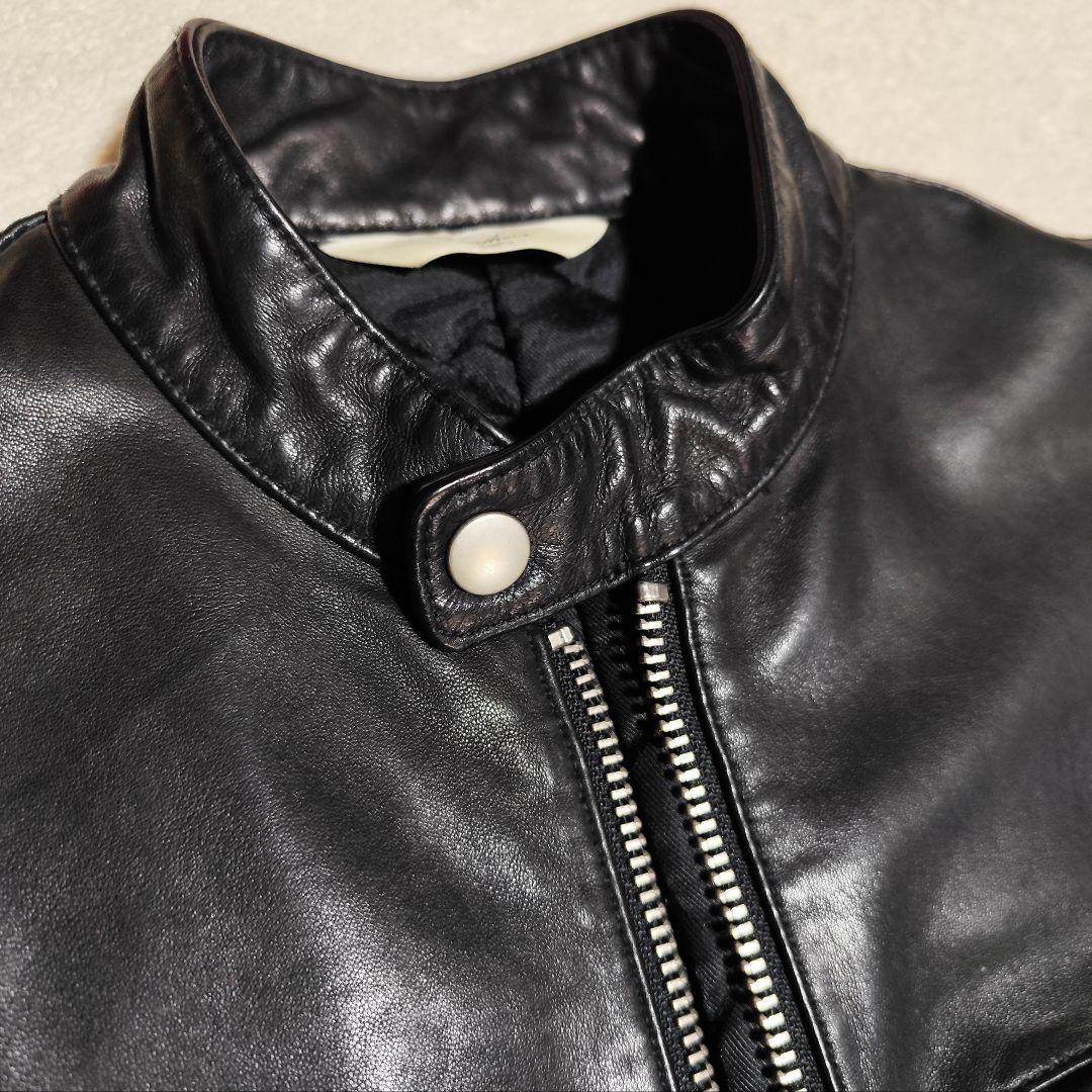 美品【 SHIPS 】 ✦ シップス ラム レザー ライダース ジャケット 黒