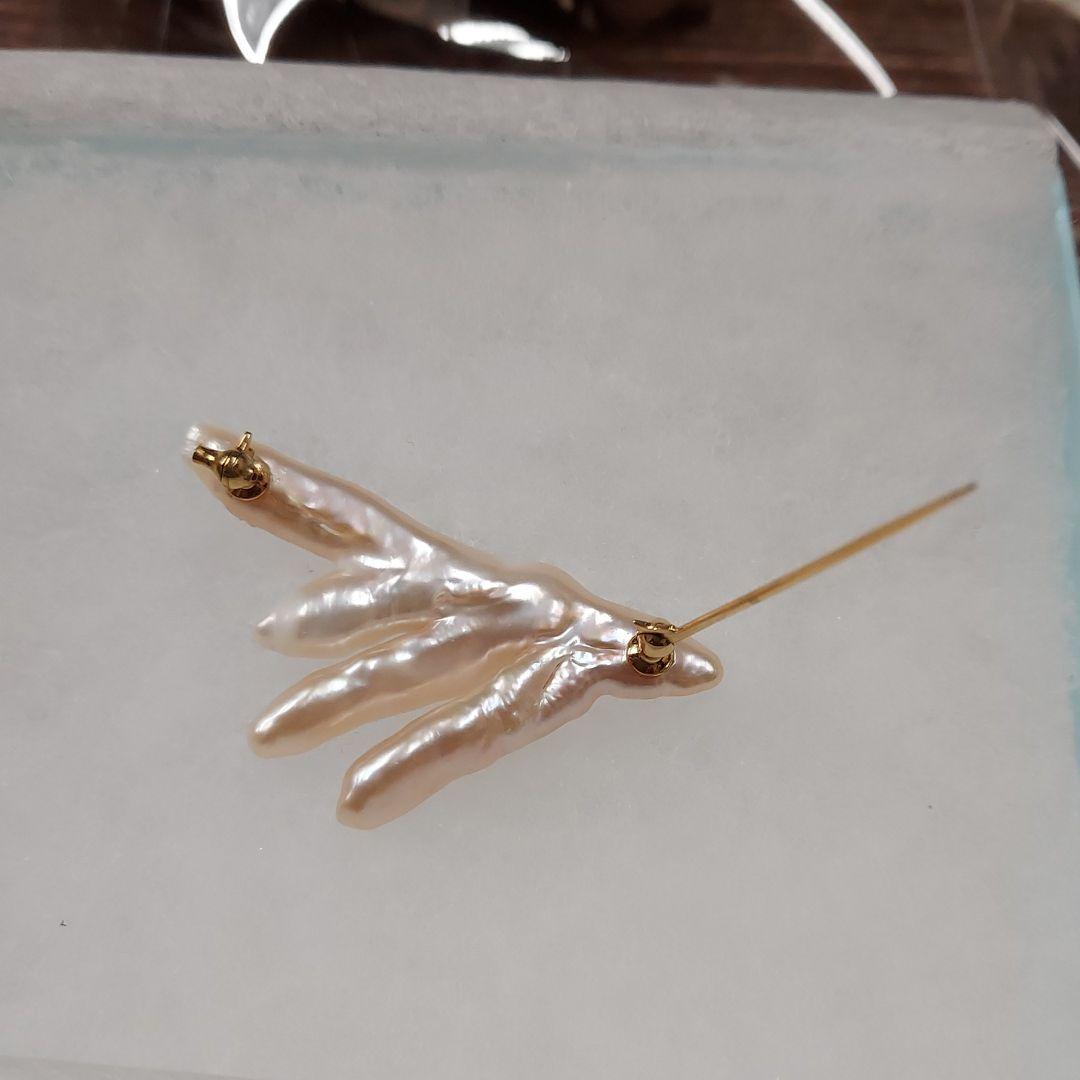 新品　k18　バロック　オレンジ淡水真珠　ブローチ　限定品