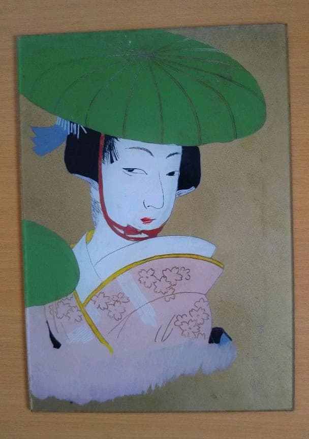 年始セール。ガラス絵 大正 絵画 ガラス アンティーク