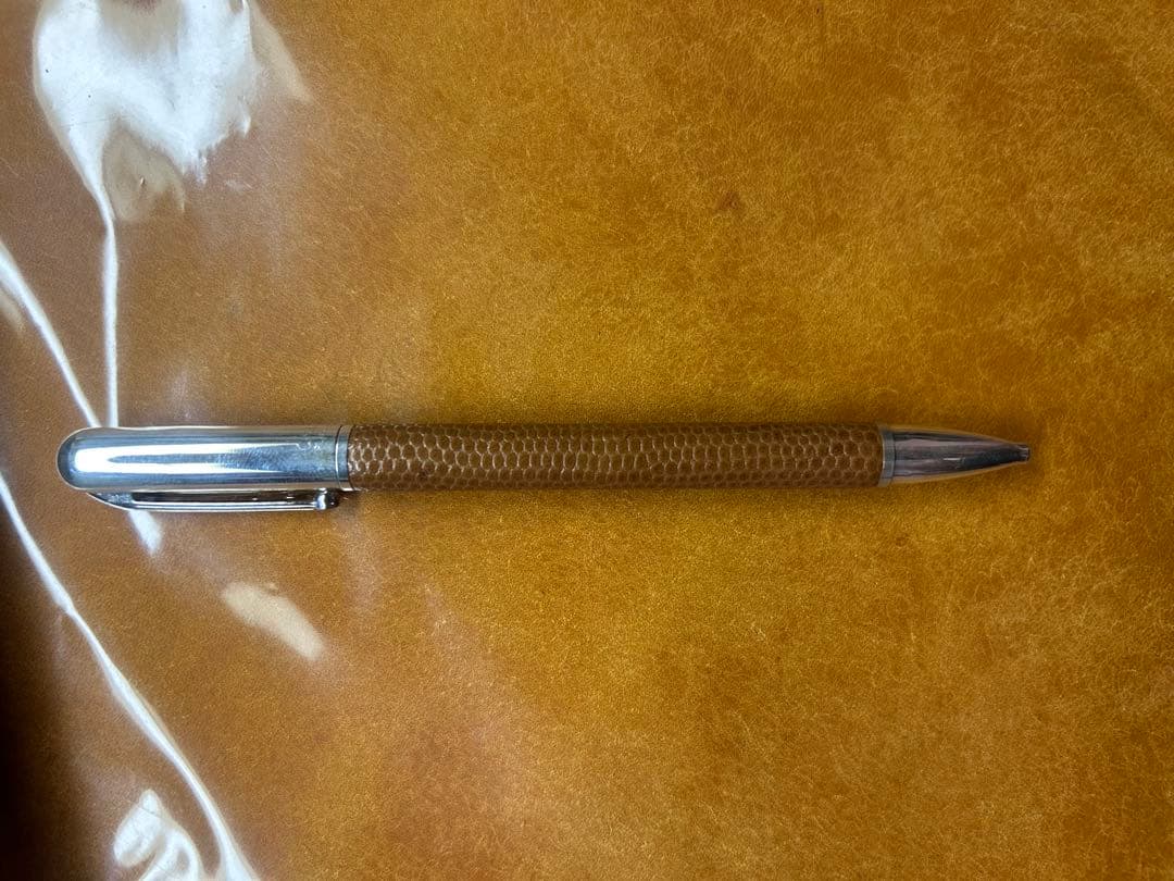 プラス　クレセント　ボールペン　スターリングシルバー&レザー