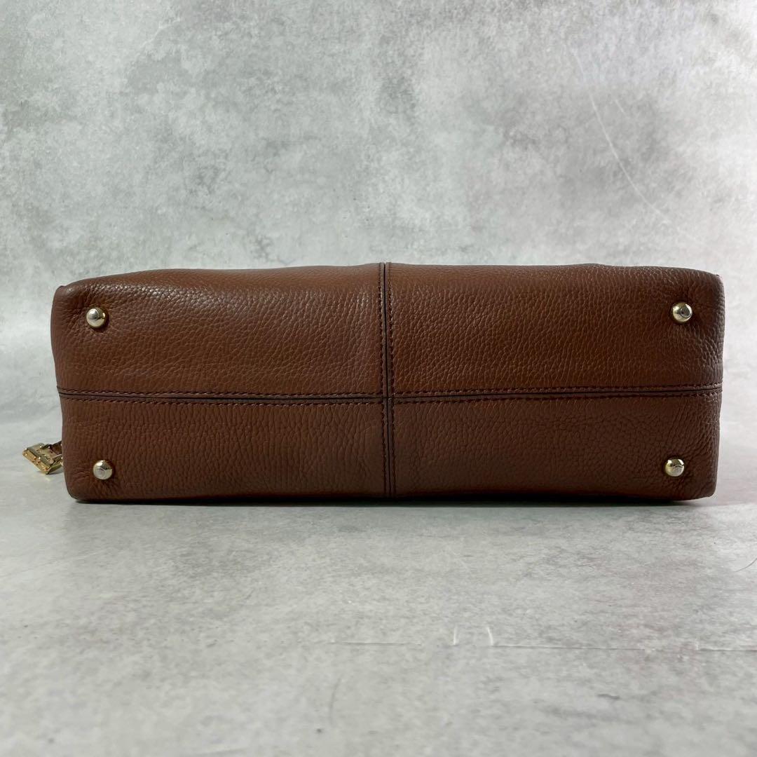 【美品 人気モデル】トッズ ハンド Dバッグ ロゴ レザー 本革 ブラウン 金具