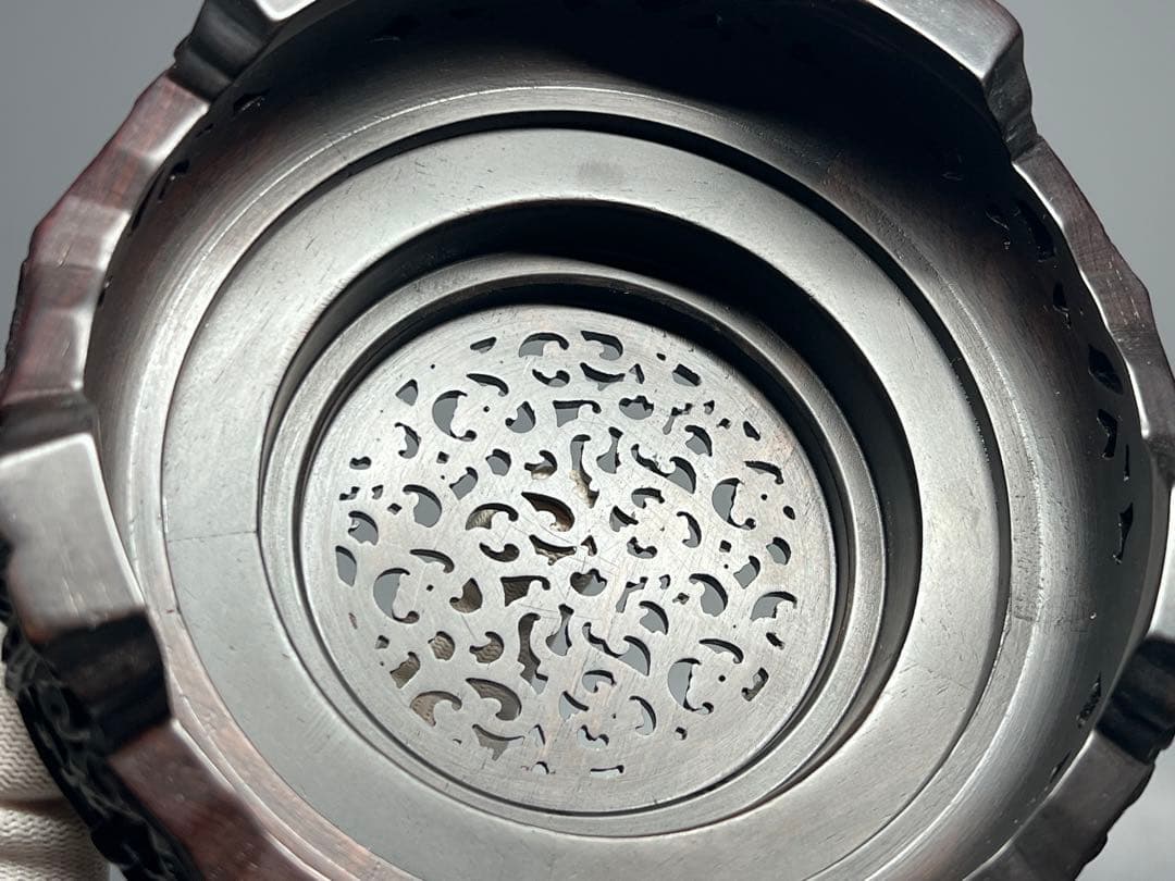 未使用 中国美術 唐木 紫檀 木製 花台 香炉台 台座 置物台 木彫 飾り台