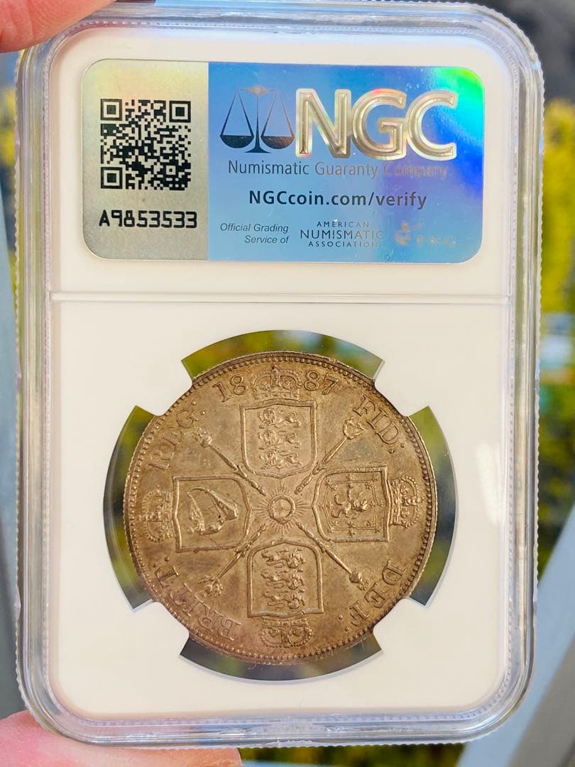 NGC MS62 イギリス ヴィクトリア ダブルフローリン 4シリング 銀貨
