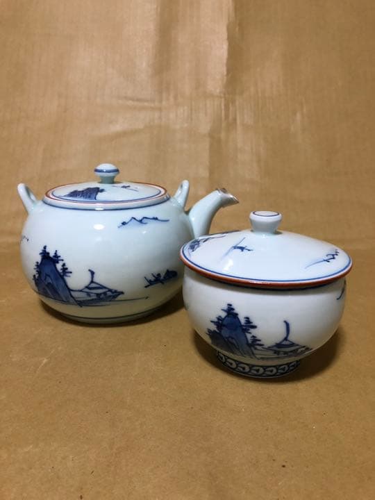 波佐見焼 洸琳山水 蓋付茶器揃 土瓶 急須