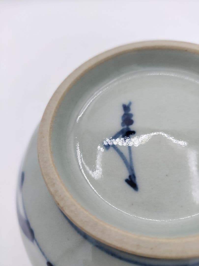 c444 建水 五角形 染付 桜川 水野菊晃 木箱 茶道具 古物