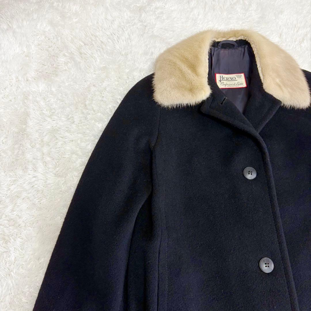 ヘルノ　カシミヤ混　ヴィンテージ　裏スカーフ柄　シルク　ウール　チェスターコート