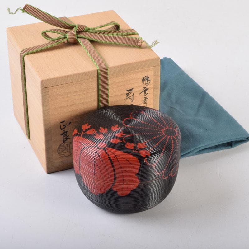 茶道具　加賀蒔絵師　高橋正良作　鵬雲斎好　菊桐文　寿輪棗　共箱　V　8728