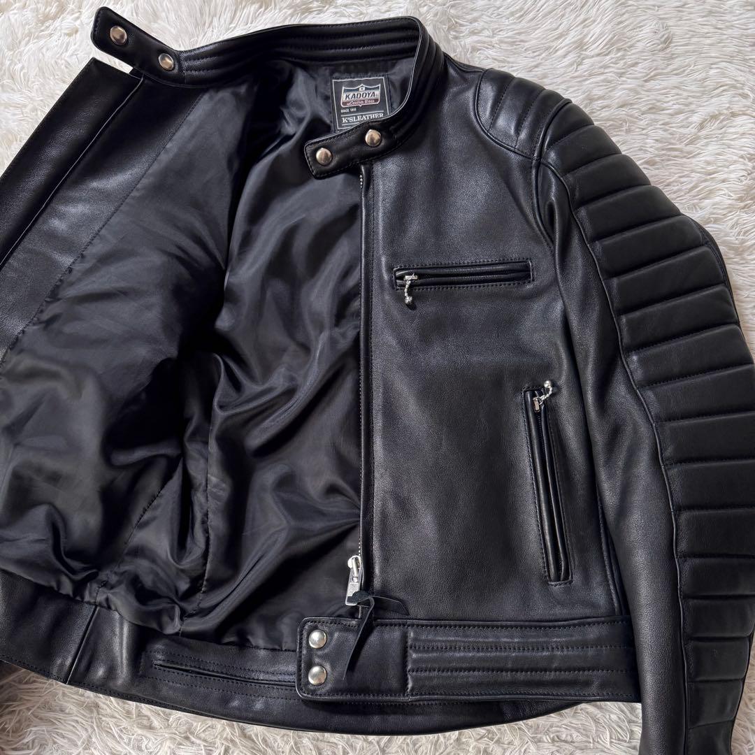極美品/希少モデル✨KADOYA ライダースジャケット　ブラック　牛革　レザー