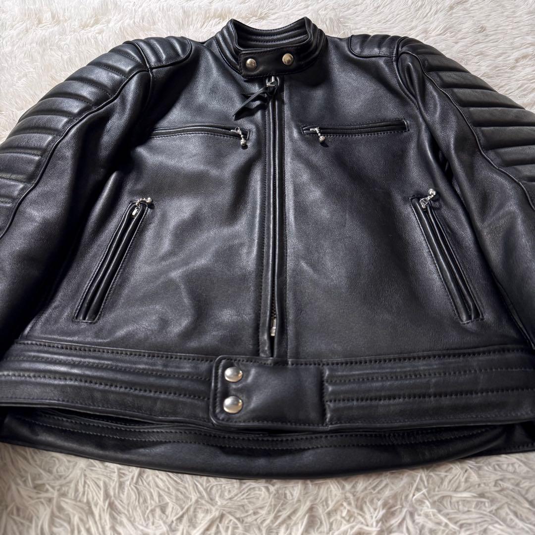 極美品/希少モデル✨KADOYA ライダースジャケット　ブラック　牛革　レザー