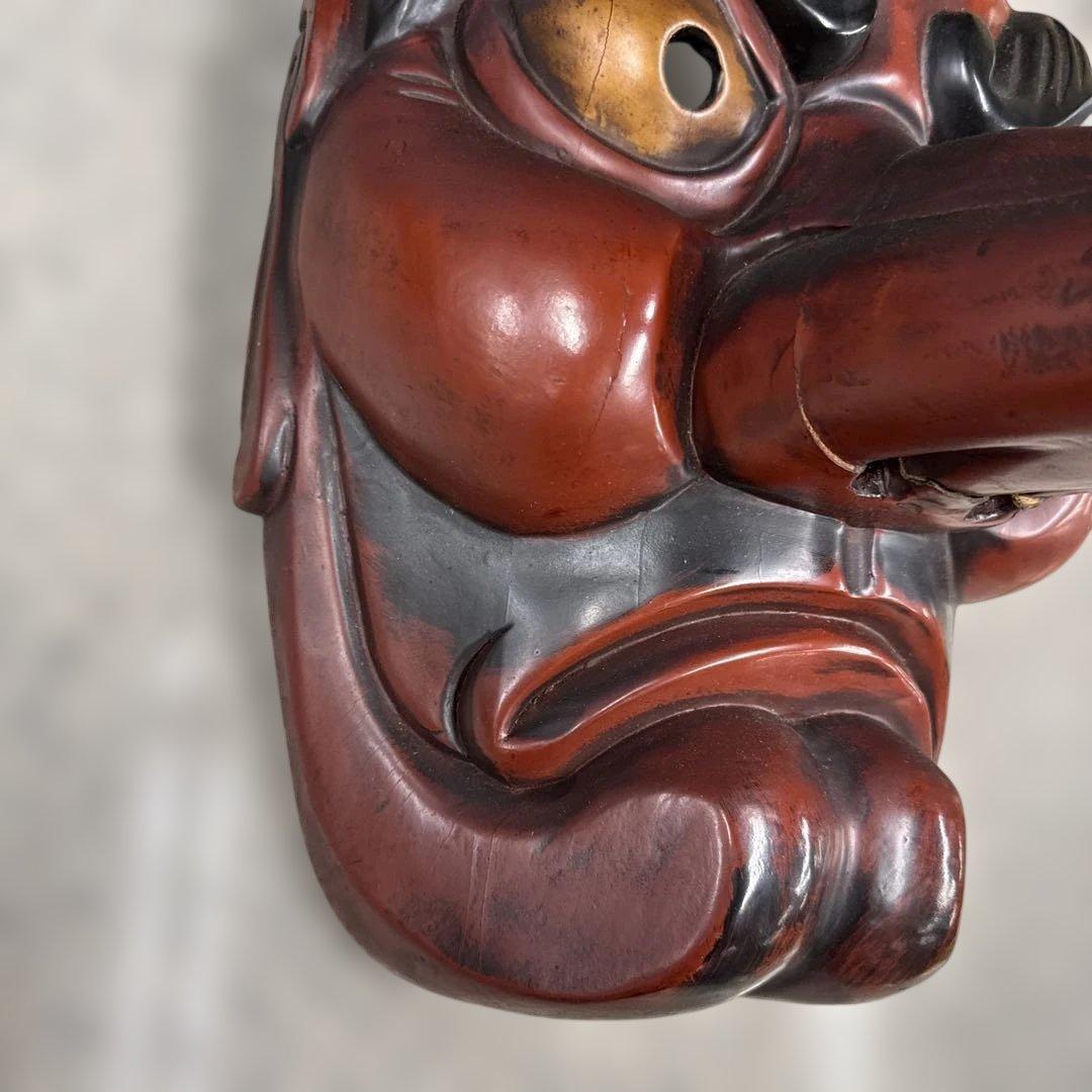 ★天狗 テング お面 木彫り 壁掛け用 縁起物 アンティーク コレクション 格安