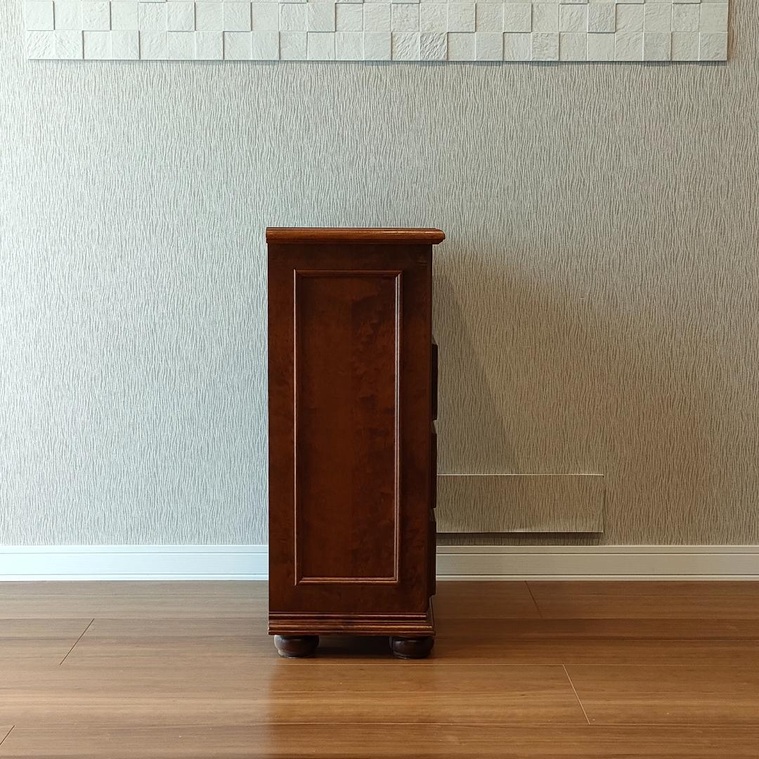 象嵌　アンティーク　キャビネット　丸脚　木製　引き出し3杯