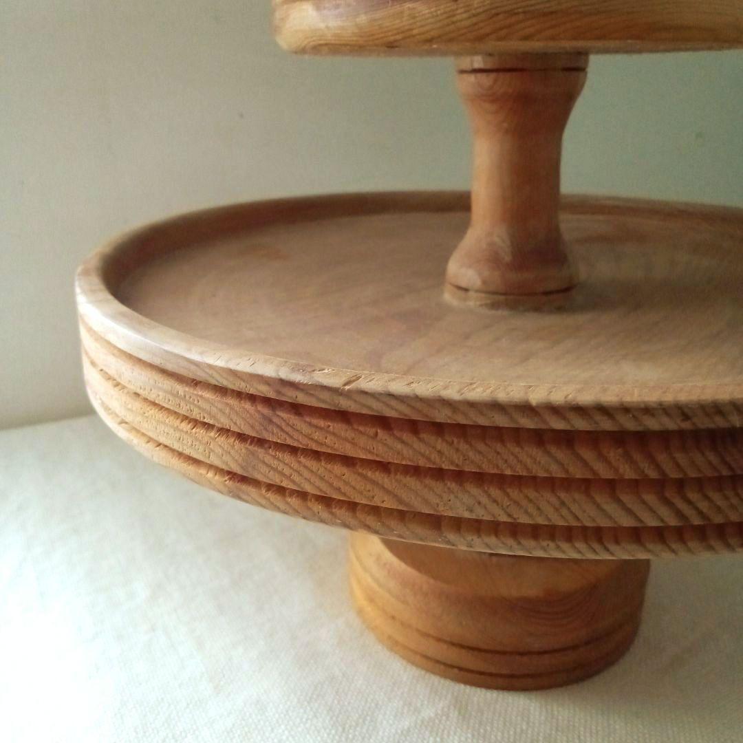木製2段トレー スウェーデン ハンドメイド 北欧 ヴィンテージ