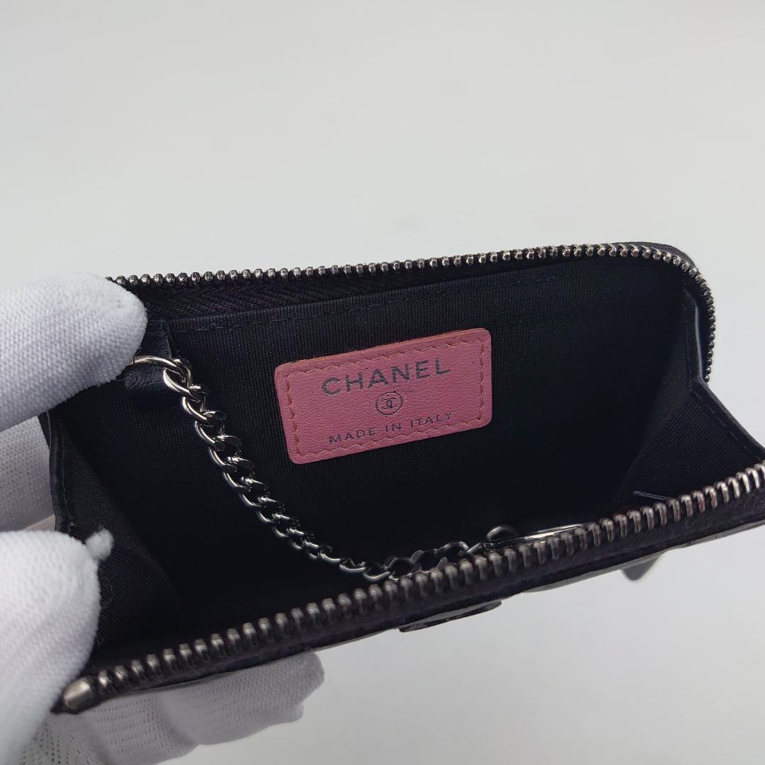 【美品】シャネル　カメリア　カードケース　L字ラウンドファスナー　1182