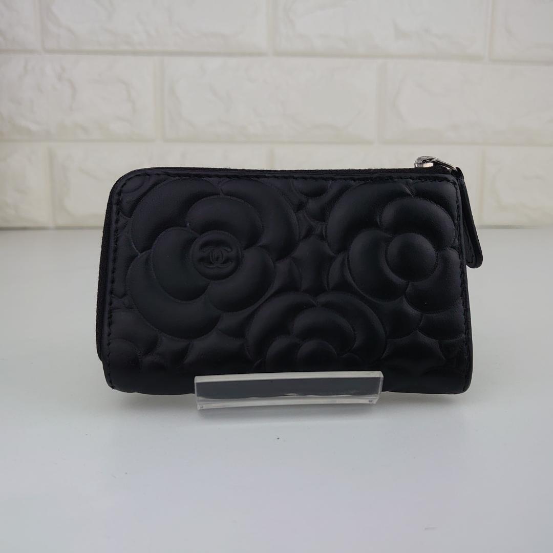 【美品】シャネル　カメリア　カードケース　L字ラウンドファスナー　1182