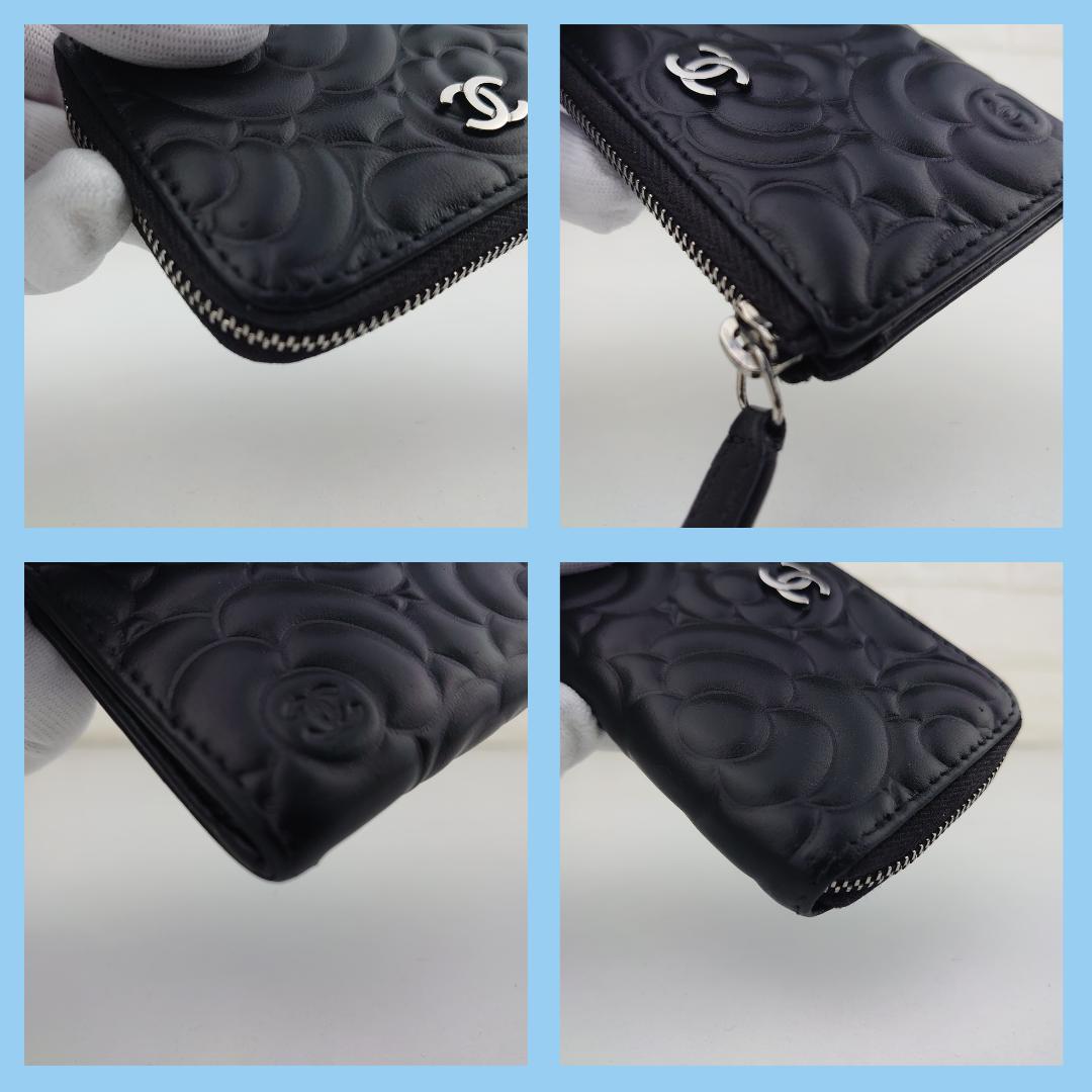 【美品】シャネル　カメリア　カードケース　L字ラウンドファスナー　1182