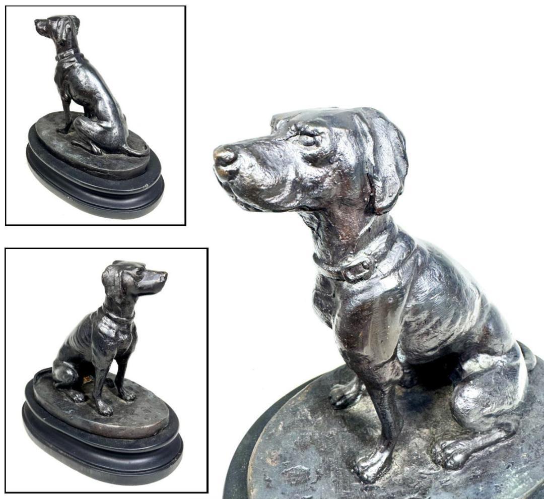 古銅 狩猟犬 ブロンズ像 銅像 座り像 約2780g 入手困難 WWST022