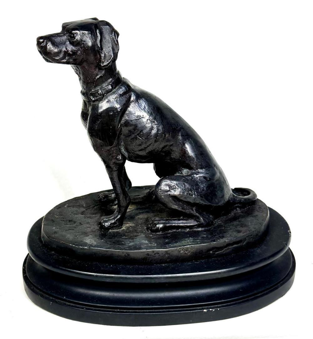 古銅 狩猟犬 ブロンズ像 銅像 座り像 約2780g 入手困難 WWST022