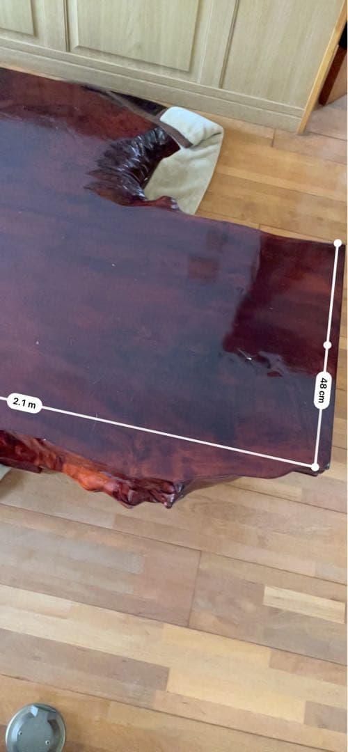 ダークレッドの木製座卓（無垢材）