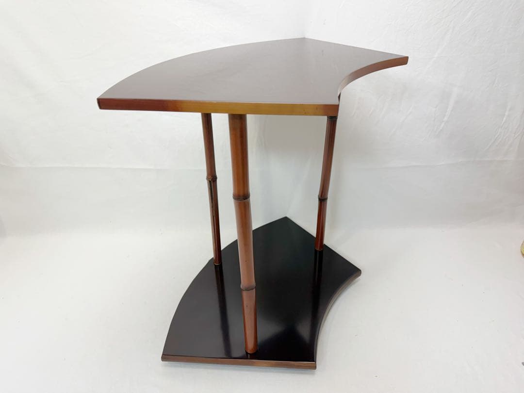 ほぼ未使用 茶道具 靖斎作 而妙斎好写 煤竹柱 扇面棚 元箱