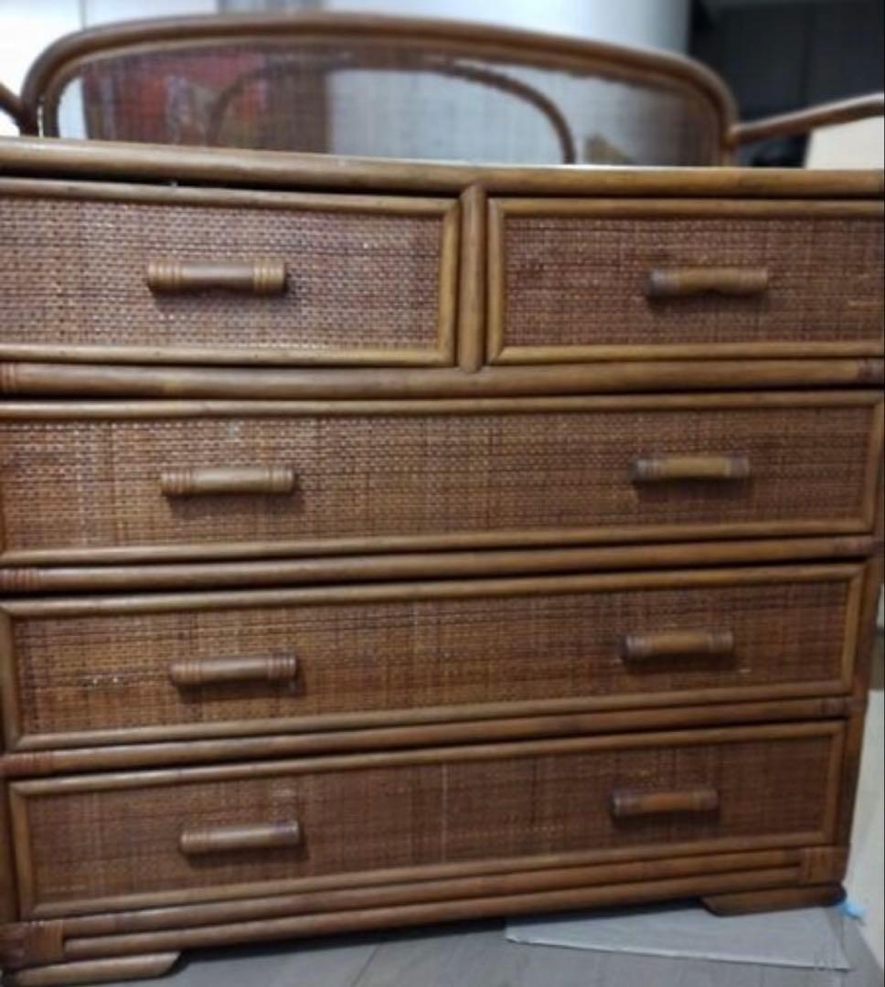 籐　ラタン　4段チェスト　タンス