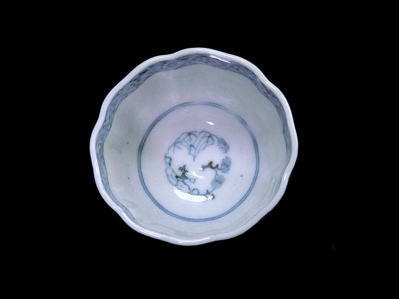 古伊万里　染付　微塵唐草　萩唐草の図　猪口　向付　５客　B015AS-CSj