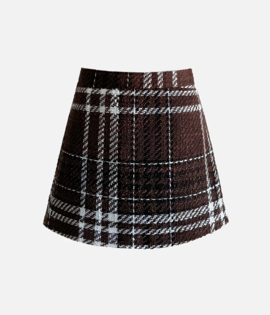 shellerウールチェックツイードキュロット