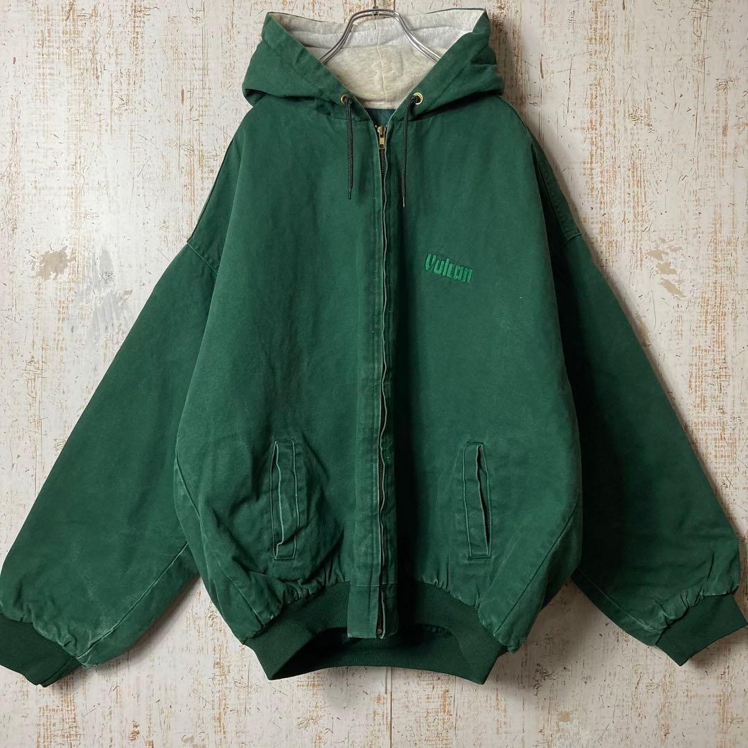 70s80s USA製アクティブ ダックジャケット 企業 グリーン アメリカ古着